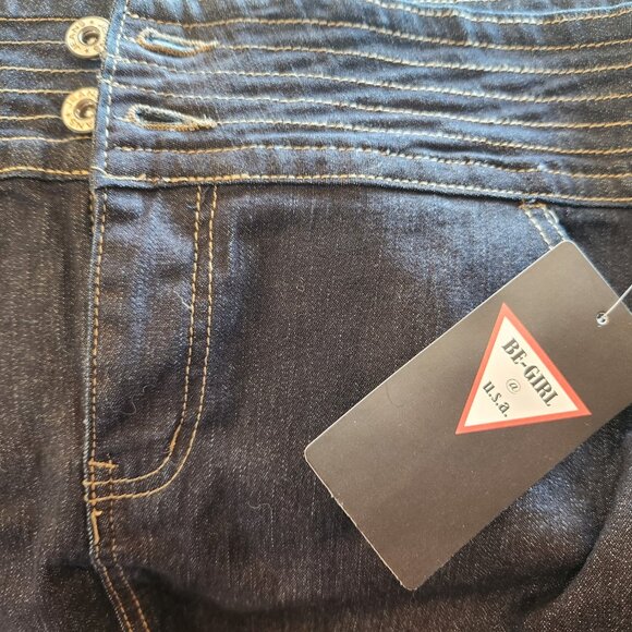 NWT BE-GIRL Stretch Denim A-Line Mini Skirt in Black SIZE XL - Picture 5 of 7
